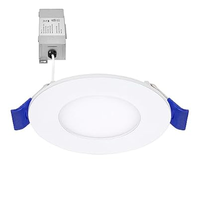 Maxxima 3 in. 5 CCT Ultra Thin Recessed LED Downlight, 500 Lumens, Slim Canless Light, IC Rated, 5 Color Temperature Selectable 2700K/3000K/3500K/4000K/5000K, Dimmable, White Trim, J-Box Included