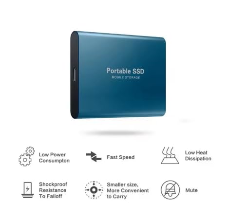 Generico SSD Portatile 2TB – Hard Disk Esterno USB C Compatto – Backup per Foto, Video e Documenti – Compatibile Mac/Windows – Blu
