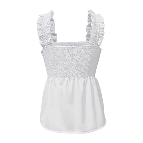 Mujeres Verano Otoño Delgado Chaleco Plisado Ahumado Vendaje Tanque Casual Cosecha Bandeau Cima Chal