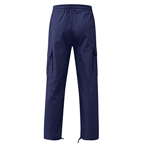 Calça De Carga Masculina Cintura Elástica Calças Externas Retas Com Bolsos Y2k Para O Verão, Primave