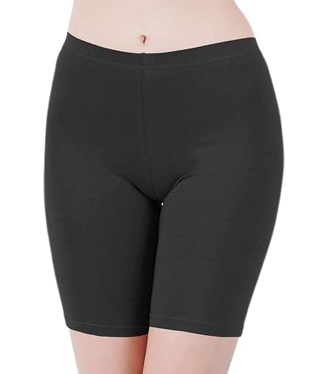 Women's Activewear Skin Tight Black Solid Cotton BlendShorts-image-9