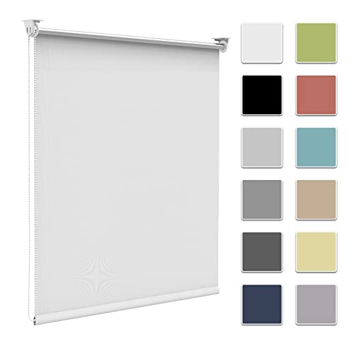 Zarnan Store Enrouleur Occultant sans Perçage, Isolant Thermique pour Fenêtre ou Porte, Facile à Installer, Protéger Votre Vie Privée, pour Chambre,Salon, Salle de Bain,Blanc, 130 x 60 cm(H x L)
