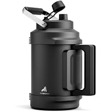 1 Gallon Insulated Water Bottle for Travel 2-in-1 Straw Spout Lid, Dual Handle, Leakproof, Keep Cold 48H, 128oz Stainless Steel Water Jug for Gym, Biking, Road Trip, Work, Home, Picnic Midnight