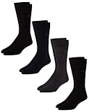 Calvin Klein Men’s Dress Socks – Cotton Crew Patterned Socks (4 Pack), Size Shoe Size: 7-12, Black Shades