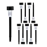 Pack Ahorro 10 Balizas Solares LED de Jardín Negras 7hSevenOn Outdoor | Iluminación Exterior | Luz de Suelo | Luz Fría Blanca 6000K y 0,06W