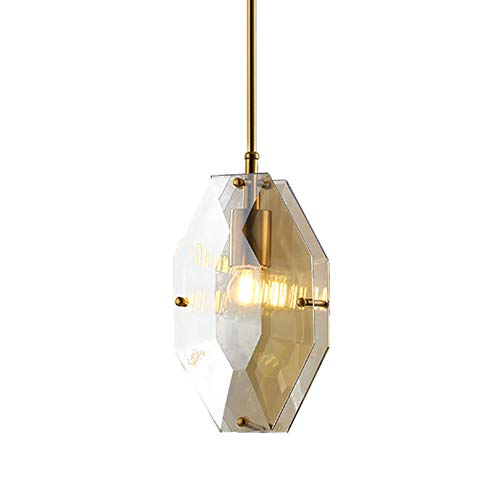 Suspension E27 en cristal cognac pour éclairage de chevet et café cosy