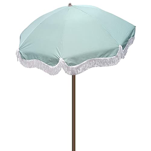 Parasol de mercado inclinable de 2 metros con flecos decorativos estilo retro