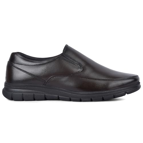 Image of Liberty Fortune HML-90E Formal Shoes for Men - Black & Brown Genuine Leather Slip-On Moccasins | Cushioned Leather Insole, Office, Boardroom, Wedding, Interview, Festive & Formal Dress Shoes