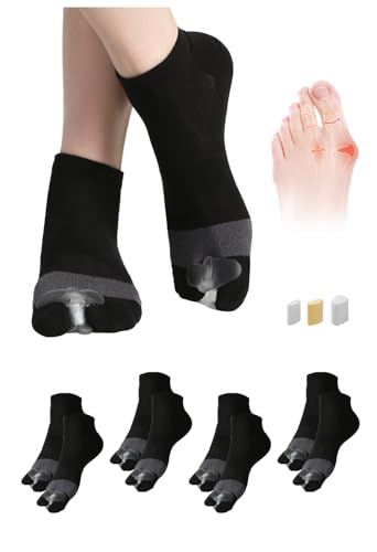 HEWAOMM Happy Feet Alignment Socks, Adjustable Yoga Toe Separators For Men Women, Wearable On The Go (Black, S)