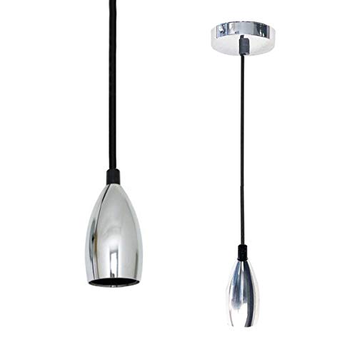 Silamp Suspension luminaire Ampoule E27 Argent Chromé Ovale - Argent,Chromé