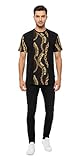 VERSACE JEANS COUTURE Black/Gold Mens Baroque Chain Print T-Shirt-M