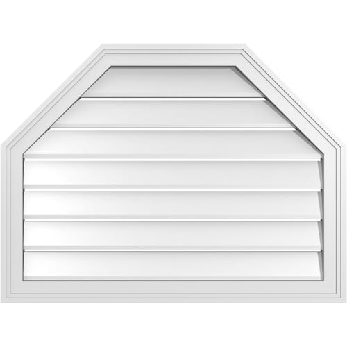 Ekena Millwork GVPOT32X2402SF Octagonal Top Surface Mount PVC Gable Vent, Factory Primed White