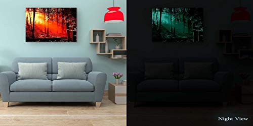 Startonight Canvas Wall Art - Red Sunrise In The Forest, Nature Framed 32 X 48 Inches #TOP3