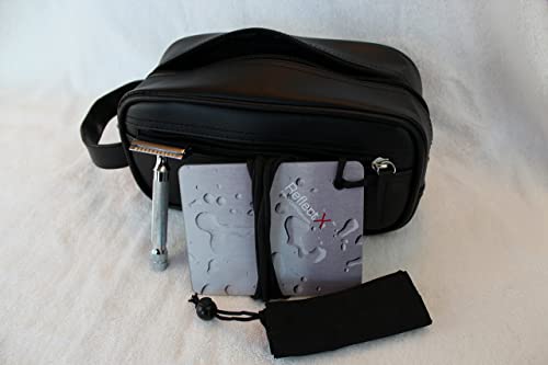 Mirror On A Rope Travel Toiletry Bag/Shave Kit For Men Or Women. One Large Zippered Pocket For Larger Items And One Side Pocket For Smaller Items (Black) #TOP4