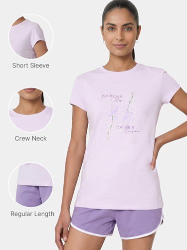 Image of Enamor Short Sleeve Crew Neck Regular Length Basic Crew T-Shirt - Slim Fit, Soft and Breathable Stretch Cotton - E147