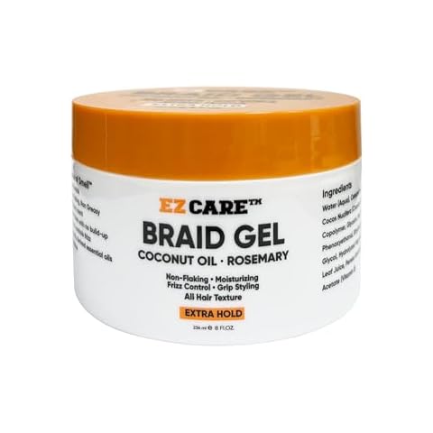 EZCARE Braid Gel Coconut Oil/Rosemary/Non-Flaking/Moisturizing/Frizz Control/Grip Styling/All Hair Texture/Extra Hold (8 oz.) Cover