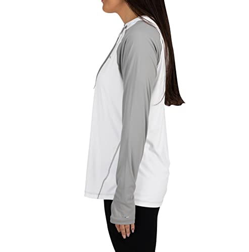 Simms Women’s Solarflex Fishing Hoody Shirt with UPF 50 - White Cinder - Medium