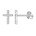LZZR Pendientes De Circón Minimalista 925 CZ De La Mujer Cruzada Geométrica Simple Oro Plata Pendientes Joyas De Moda (Color : Cross Silver)