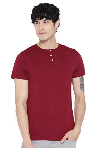 Image of LAZYCHUNKS Henley Neck Men's Cotton Half Plain Sleeves Slim Fit T-Shirt | Round Neck Men's Tshirt | Solid Colors | Summer Wear | - Multicolor