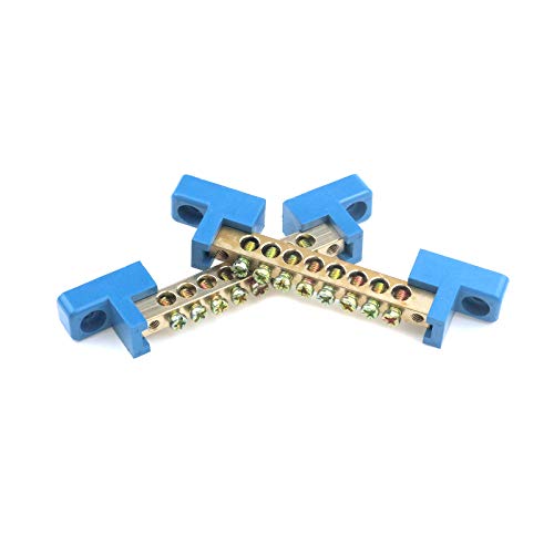Quluxe Terminal Bus Bar Terminal Block Brass Wire Screw Terminal, 8 Positions Screw Brass Terminal Grounding Strip Bus Bar Block (Pack Of 4) #TOP4