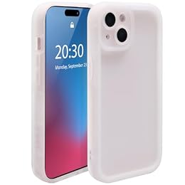 HMSSIQI Soft Case for iPhone 15 (6.1-Inch), Flexible Liquid Silicone Frosted Translucent Matte Back Cover Shockproof Phone Case Camera Protection Light Weight Protective Bumper Cover, Clear