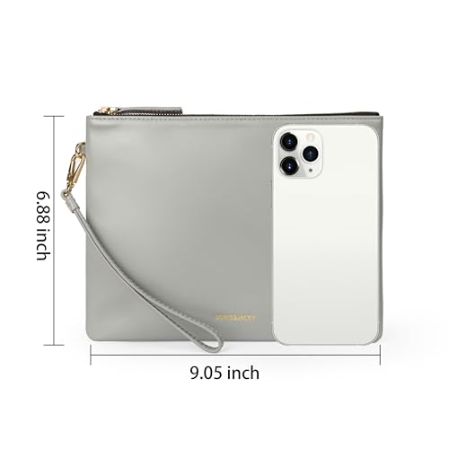 Image of DORIS&JACKY Lambskin Leather Wristlet Clutch Purse Women Large Phone Wallet