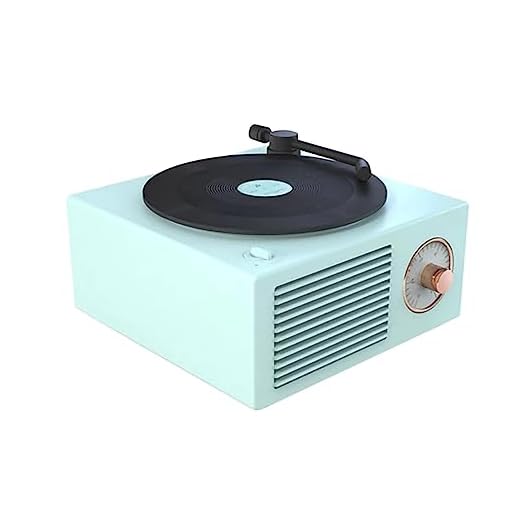 Toca-discos de Vinil Mesa Giratória Clássica USB Alto-falante Portátil Vintage Aprimoramento de Graves Alto Sem Fio Mini Leitor de Música de Viagem,Blue,10.5 * 11.2 * 5.7cm