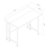 Maclean MC-126 W składane przenośne biurko, białe, 100 x 58 cm, z regałem, stalowy stelaż, obciążenie 50 kg, stolik pod komputer, stół roboczy, stół biurowy, stół na kółkach