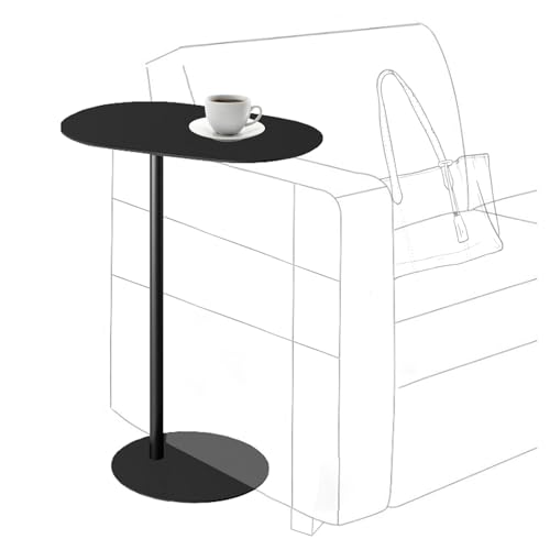 C-Shaped Side Table Iron End Table Slide Under Sofa(BlackHigh-27.6in/70cm)