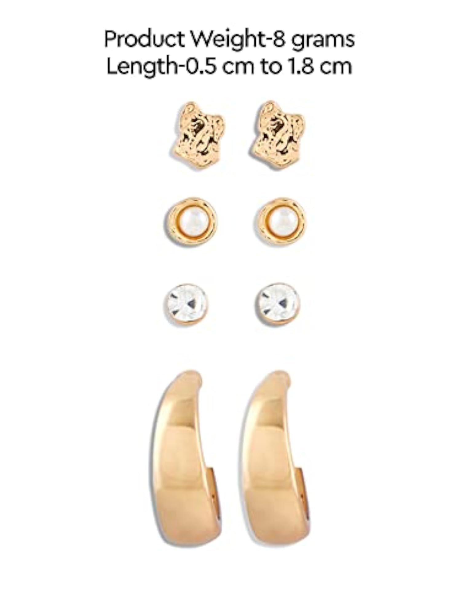 Contemporary Studs & Semi-Hoop Earrings Set
