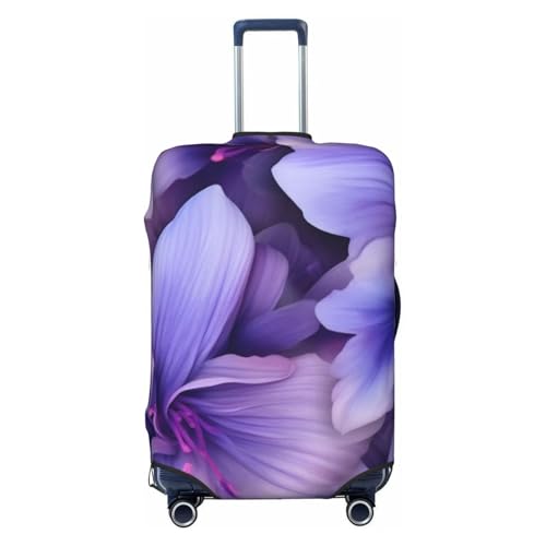 Purple Lily Flowers Print Luggage Suitcase Covers Elastic Washable Luggage Protector Luggage Covers For Suitcase