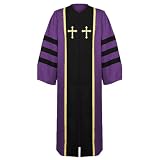 Hainnum Men Pastor Gown Priest Costume Clergy Pulpit Robes Choir Robes Christian Minister Medieval Outfits Halloween Purple