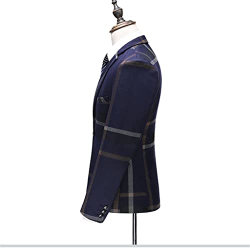 Suit Trousers Waistcoat Three Piece Suit Men's Business Casual Three Piece Check Suit Jacket Trousers Waistcoat(Asian M is EUR XS)2