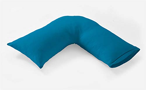 Olivia Rocco - Funda de almohada ortopédica en forma de V para lactancia y embarazo, mezcla de algodón, verde azulado, V Pillow Case thumbnail