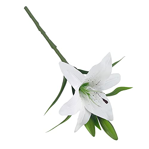 7 Pcs Artificial Lily Flowers Artificial Lilies Flowers For Home Wedding Bouquets Home Hotel Party Decor Graves Arrangement (White) #TOP1