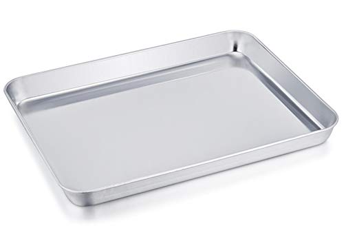 Mini Oven Tray, Stainless Steel Small Baking Tray, 26.4x20.4x2.5cm, Non Toxic & Healthy, Mirror Finish & Rust Proof, Easy Clean & Dishwasher Safe