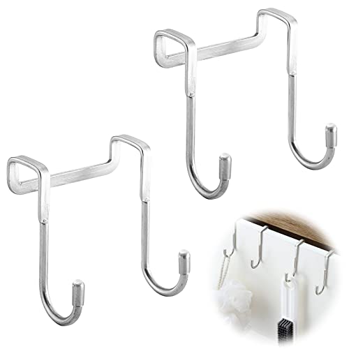 2 pezzi Ganci Portasciugamani Ganci per doccia Ganci Appendiabiti Appendi Accappatoio Bagno Ganci per porta doccia bagno Appendini Adesivi Autoadesivo Forte,Impermeabile per Bagno Cucina Porta (S)
