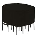 ?Izzybang 94 Inch Tall Round Patio Bar Height Table and Chair Set Cover Heavy Duty Waterproof High Outdoor Table Chair Set Covers, 94inch Diameter x 45inch H, Black (IZ-001-B)