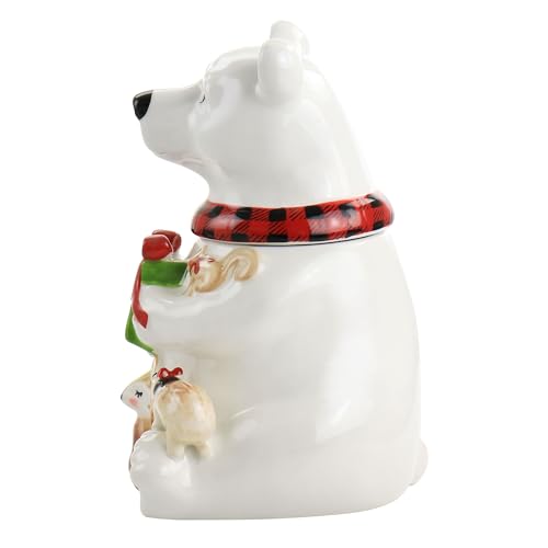 Image of Gibson Home Polar Friend Durastone 8.5in Holiday Cookie Jar in White and Multi
