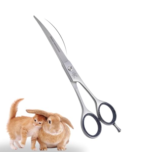 Dog Grooming Scissors Curved Scissor for Dog Grooming and Cats Pet shears for Trimming Face Paws 7 In Curved Blade