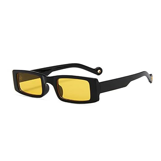 Óculos de Sol Retangulares Moda Feminina Pequena Moldura Quadrada Óculos de Sol Vintage Masculinos Máscaras Retro Verde Claro UV400, preto e amarelo, China