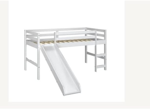 CARTESIAN Cama tipo loft junior con tobogán y tienda de campaña para niños