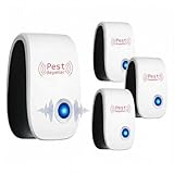 BugShield Ultraschall-Skield Milbenstecker–4 Stück Elektronisches Insekten & Mäuse Vertreibungsgerät mit Stecker gegen Milben,Flöhe,Bettwanzen,Mücken–Ungiftig & Geräuschlos für Schlafzimmer, Wohnung