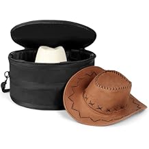 WOMACO Hat Box for Travel, Hard Shell Hat Storage Case for Cowboy Hat, Collapsible Hat Organizer Bag with Handle and Shoulder Strap Black, Large