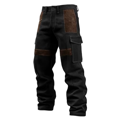 Pantalon cargo d'été pour homme coupe ample classique en coton uni