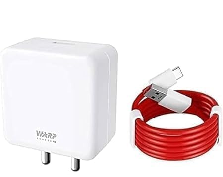 Image of 65W Warp Charger Compatible with One Plus Nord CE / 10 Pro / N100 / N10 / 9 /9 Pro / 8 Pro / 8 / 7T / 7T Pro with Dash Charging Cable and 5V 4A Fast Dash for One Plus 3 / 3T / 5 / 5T (TEN44)