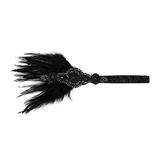 Fascia per capelli Gatsby con piume e perline in