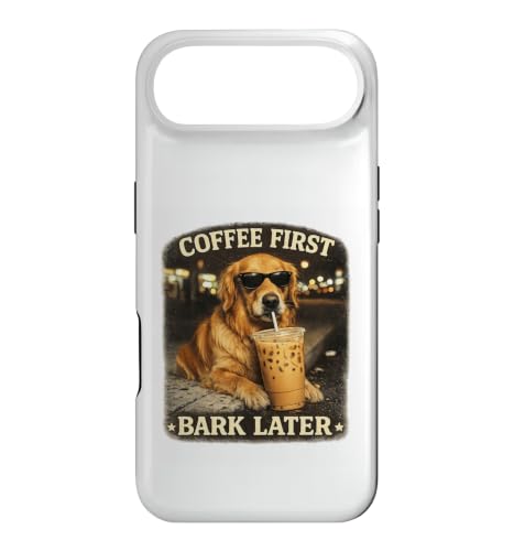 Design Amusant Golden Retriever Coffee First Bark Later Coque pour iPhone Air