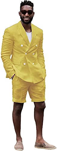 Mens Summer Casual White Tailored Beach Wedding Slim Fit Tuxedo Suit Blazer & Shorts Set4