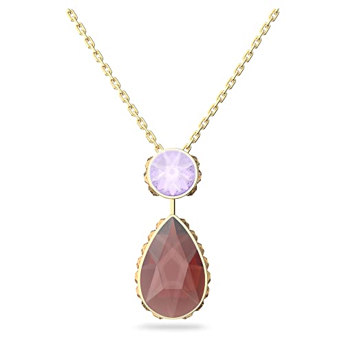Swarovski Orbita necklace, Drop cut crystal, Multicolored, Gold-tone Finish